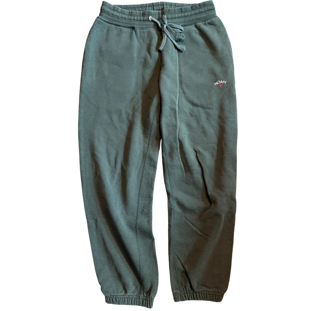 Noah NY Mens Core Sweatpants Forest Green Embroidered Logo Fleece Joggers Small